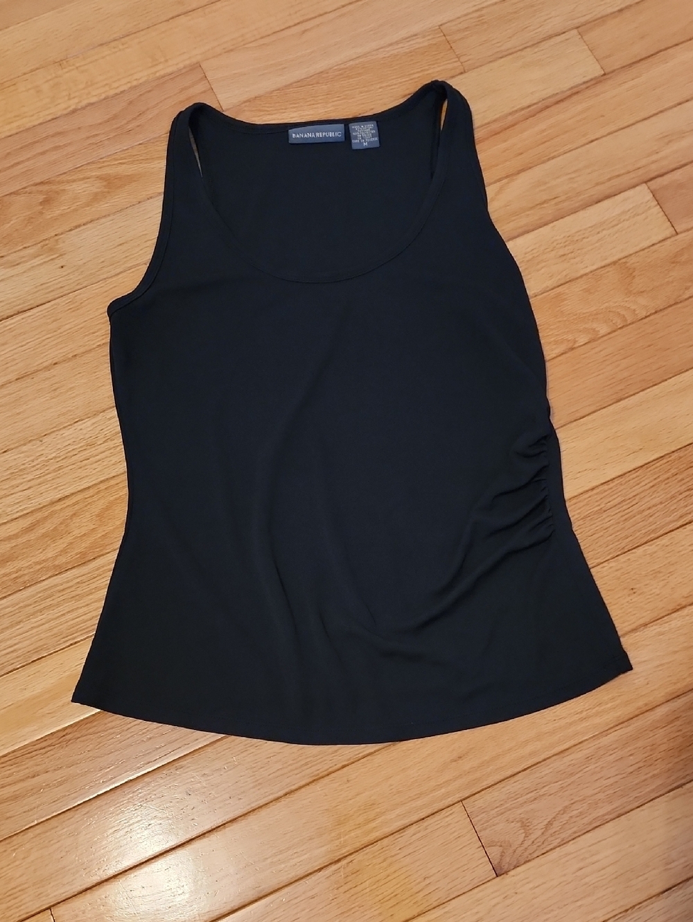 Banana Republic Black Scoop Neck Tank with Side Ruching